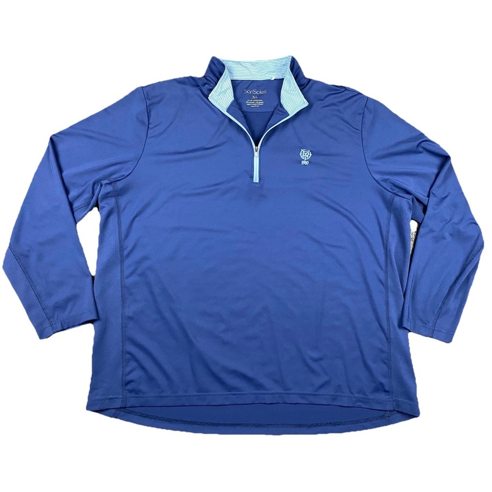 San Soleil 1/4 Zip Polo Mens XL  Golf/Yacht Breathable Performance UV50 Cooling